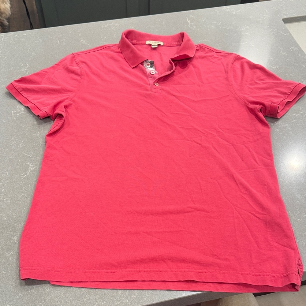 Burberry Men's Pink Polo Shirt